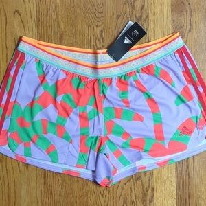 FARM Rio Vibrant Palm Tree Athletic Shorts Adidas Collab Women's Size Large